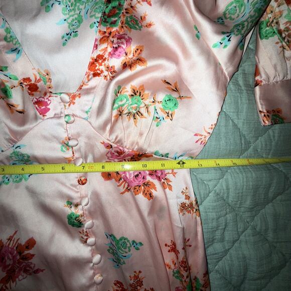 asos Design Pink Tea Dress Floral Babydoll Bust Button Sz 0 Y2K Prairie Festival - Picture 6 of 12